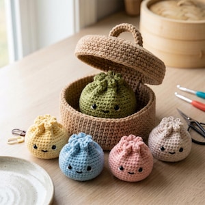 Dumpling & Steamer Crochet Pattern PDF - Viral No-Sew Dumpling Plushie, Beginner Amigurumi Kawaii Food Toy, Easy Step-by-Step Tutorial
