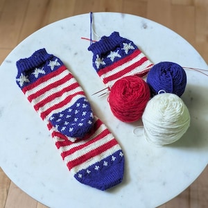 Patriotic Knit Sock Pattern PDF | Stars and Socks Forever | instant download knitting instructions, tutorial for knitters, handknit