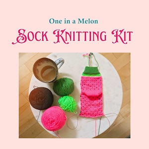 Watermelon Sock Kit -  FREE knitting pattern with yarn kit purchase - Summer Knitting, Fruit Theme Socks for Colorwork Knitters - Pre-Order