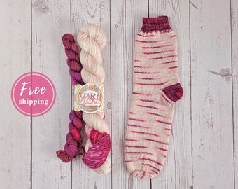 Assigned pooling sock yarn set | hand dyed yarn: tonal rose, pink  | Merino Bamboo yarn | mini skein set for sock knitters |4.5 oz / 475 yds
