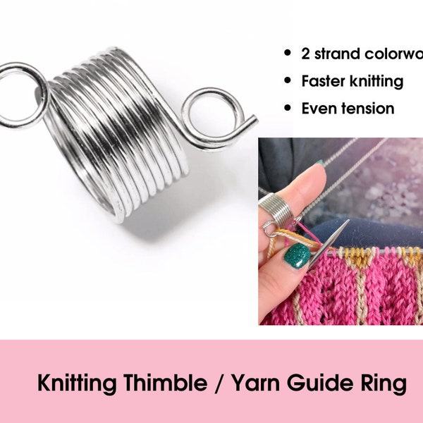 Knitting Ring for colorwork - stainless steel yarn guide ring - Norwegian Knitting Thimble - knit colorwork faster & with perfect tension