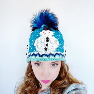 Quick Knit Frosty the Snowman Hat Pattern | Fair Isle Colorwork Beanie for Adults