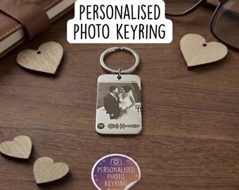Custom Song Code Photo Keyring • Personalised Picture Keychain • Personalised Family Keepsake • Gift for Him Her Anniversary Birthday