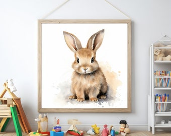 Woodland Nursery Wall Art | Woodland Animal Prints | Digital Print | Baby Rabbit | Woodland Nursery Decor | Kids Wall Art