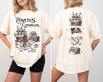 Two-sided Retro Dead Men Tell No Tales Shirt, Disney Pirates T-shirt Pirates Of The Caribbean Tee, Disney Family Cruise Trip Shirt