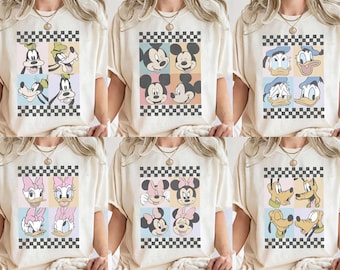 Disney Checkered Mickey and Friends Retro Shirt, Disney Family Trip Sweatshirt, Disney Vacation Tee, Disney All Characters Shirt