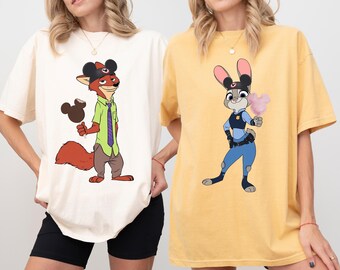 Nick Wilde & Judy Hopps Mickey Ice Cream Shirt, Zootopia Disney Tee, Cute Cartoon Foodie Shirt, Family Vacation Park Outfit, Gift for Fans