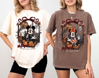 Vintage Mickey & Minnie Skeleton Nightmare On Main Street Shirt,Disney Trip Halloween 2026 Shirt, Mickey Skeleton Tee, Disneyworld Halloween