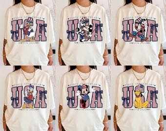 Custom Disney Character USA 250th Anniversary Shirt, Mickey And Friends 4th Of July Tee, Patriotic Shirt, Disneyland Family Trip Outfit