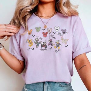 Retro Disney Toy Story Signature Shirt, Mickey Balloon Halloween Tee, Woody Buzz Jessie Rex Bullseye Shirt, Disney Halloween Vacation Tees Orchid (Comfort)