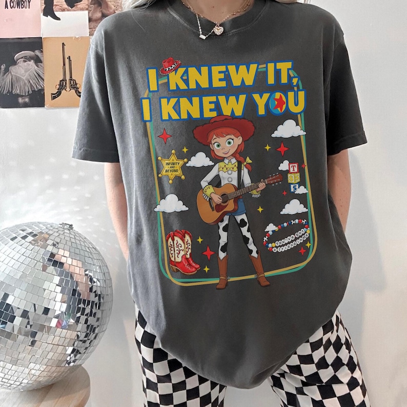 Toy Story Jessie Shirt, I Knew It I Knew You Tee, Disney Pixar Cowgirl Graphic Shirt, Toy Story Family Vacation Outfit Gift Pepper/Asphalt