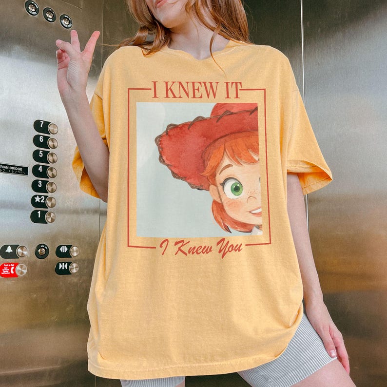 I Knew It I Knew You Shirt, Cute Redhead Girl Graphic Tee, Retro Aesthetic Cartoon Shirt, Vintage Style Unisex T Shirt, Gift For Her Mustard (Comfort)
