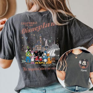 Custom Name Disneyland Mickey And Friends Shirt, Personalized Disney Family 2026 Matching Shirts, The Happiest Place On Earth, Disney Tee Pepper/Asphalt