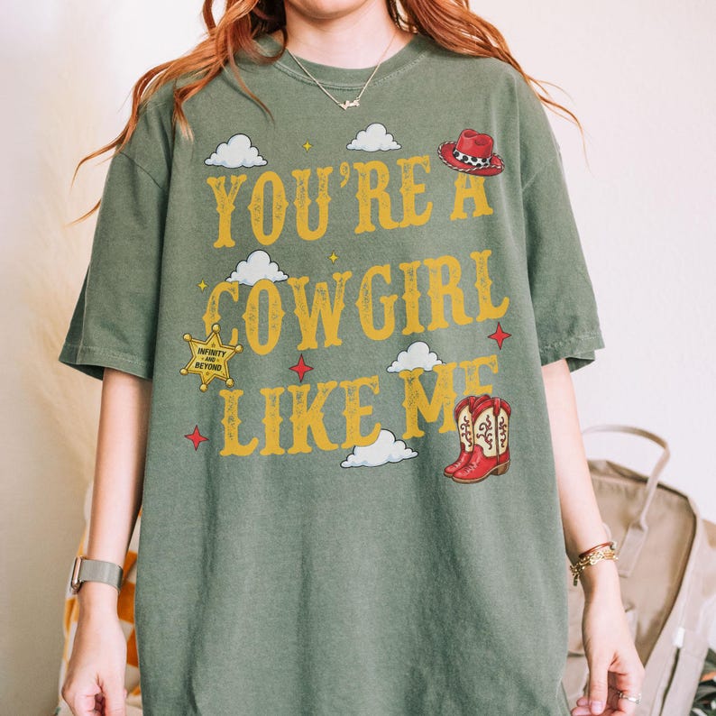 You're A Cowboy Like Me Shirt, Vintage Toy Story 5 Tee, Retro Toy Story 5 Shirt Western Country Tee, Family Holiday Shirt Moss/Military Green