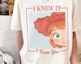 Camiseta "Lo sabía, te conocía", camiseta gráfica de chica pelirroja linda, camiseta de dibujos animados con estética retro, camiseta unisex de estilo vintage, regalo para ella.