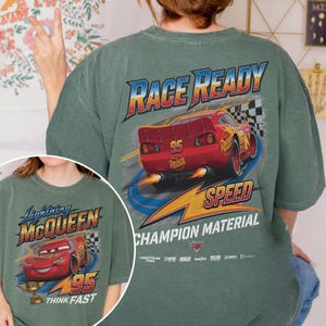 Cars Family Trip Shirt, Disneyland Lightning McQueen Shirt, Piston Cup Champion Shirt, Racing Series 95 Sweatshirt, Pixar Car McQueen Hoodie Moss/Military Green