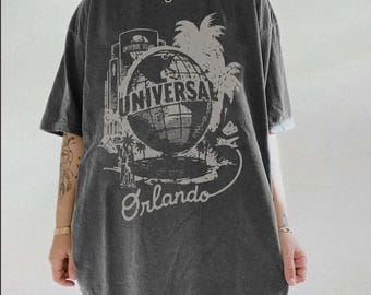 Vintage Universal Studios Orlando Shirt, Retro Theme Park Graphic Tee, Washed Oversized T-Shirt, Vacation Unisex Streetwear Gift