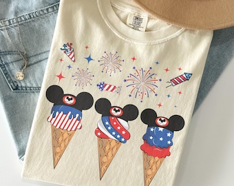 4th of July Disney Shirt, Mickey Ice Cream Shirt, America Flag Ice Cream Disney Shirt, Disney Vacation Tee, Disney Trip, 4th of July Trip