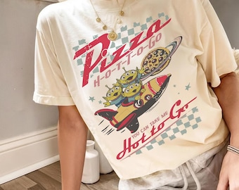 Comfort Colors Retro Pizza Hot To Go Alien Toy Story Shirt, Aliens Toy Story Pizza Planet Shirt, Disney Toy Story Shirts, Disney Family Trip