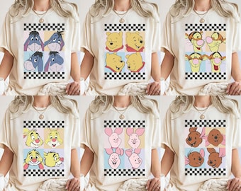Retro Disney Winnie the Pooh Characters Group Watercolor T-shirt, Pooh And Fiends Matching Tee, Eeyore Piglet Tigger, Disneyland Family Trip