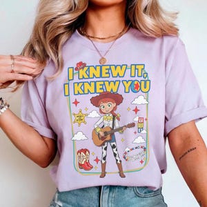 Toy Story Jessie Shirt, I Knew It I Knew You Tee, Disney Pixar Cowgirl Graphic Shirt, Toy Story Family Vacation Outfit Gift Orchid (Comfort)
