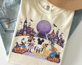 Disney EPCOT Halloween Shirt, Mickey Friends Spooky Season Tee, Disney World Halloween Vacation Shirt, Retro EPCOT Center Tee