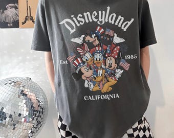 Retro Comfort Colors Disneyland Mickey & Friends 4th Of July Shirt, Disneyland Est 1955 Shirt, Mickey And Friends Shirt, Disney Vacation Tee