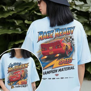 Cars Family Trip Shirt, Disneyland Lightning McQueen Shirt, Piston Cup Champion Shirt, Racing Series 95 Sweatshirt, Pixar Car McQueen Hoodie Chambray/Light Green