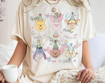 Watercolor  Winnie the Pooh Signature Birthday Shirt, It’s My Birthday, Eeyore Tigger Piglet Birthday Shirt, Disney Birthday Gift For Kids