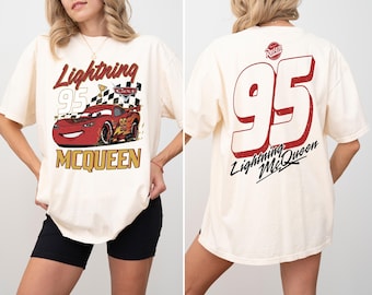 2-Sided Lightning Mcqueen 95 Comfort Colors Shirt, Disney Pixar Cars Shirt, Cars Family Vacation 2026, Radiator Springs, Cars Pit Crew Shirt