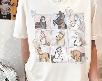 Vintage Disney Horse Characters Comfort Colors Shirt, Maximus Pegasus Bullseye Khan Phillipe Tee, Animated Disney Animal Collage T-Shirt