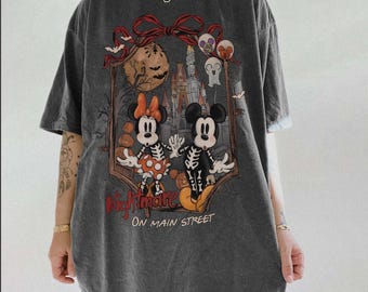 Retro Mickey & Minnie Skeleton Nightmare On Main Street Shirt, Disney Trip Halloween 2026 Shirt, Mickey Skeleton Tee, Disneyworld Halloween