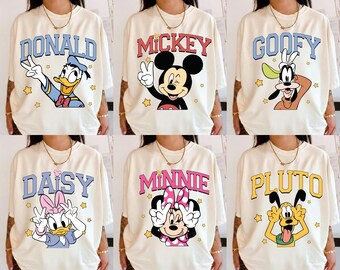 Retro Disney Characters Shirt, Checkerboard Mickey Minnie Donald Goofy Tee, Vintage Disney Friends Shirt, Disneyland Group Matching Family