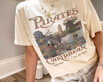 Vintage Pirates of the Caribbean Comfort Colors Shirt, Disneyworld Pirate Tee, Mickey Caribbean Shirt, Disney Trip Gift, Disney Family Shirt