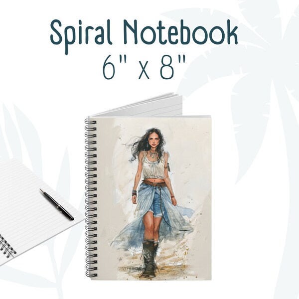 Denim Empowerment Spiral Notebook | Inspirational Journal, 6x8 inches, Ruled Lines