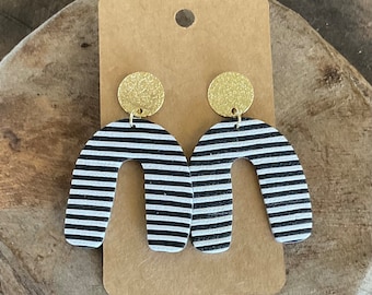 Mother’s Day gift, black and white jewelry, funky earrings, striped earrings