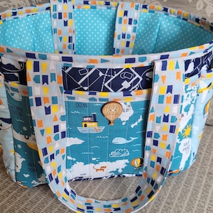 Baby Caddy, World Travel Design, Pure cotton - Nappy Storage, Diaper Organiser. Baby Shower, Perfect New Baby gift, Nursery storage