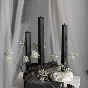 Beeswax Candles | Triangular Beeswax candle Natural candle Handmade beeswax candle Black candle Beeswax Taper candles Candlestick holder
