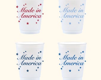 Patriotic Frosted Cups | Made in America | Reusable Party Cups | Fourth of July Drinkware | Americana Entertaining Cups shatterproof frosted