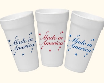 Patriotic Foam Cups | Made in America | Fourth of July Party Cups | Americana Entertaining | Disposable Drinkware