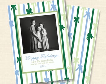 carte photo bleue et verte pour vacances d'arc | Noël côtier