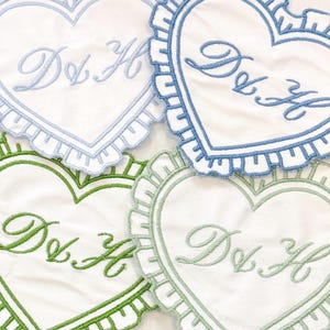 Personalized Heart Coaster | Monogram Valentine Gift | Bridal Shower Favor | Custom Embroidered Coaster