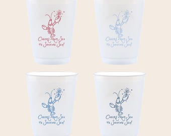 4th of July frosted shatterproof cups | Patriotic Party | Coastal Lobster Cups | Summer Entertaining Cups | Cheers From Sea to Shining Sea