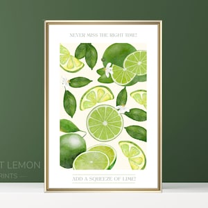 Lime Print, Fruit Print, Add a Squeeze of Lime, Lime Illustration, Kitchen Art Print, Kitchen Wall Art, Mediterranean Lime Print