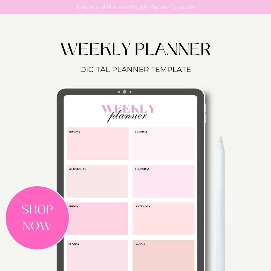 Digital Weekly Planner Template - Etsy