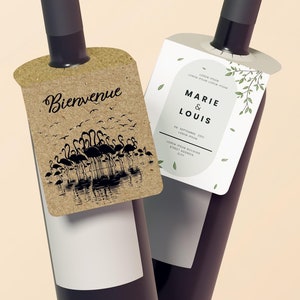 Etiquetas de cuello de botella para eventos de bodas, bautizos, cumpleaños, hoteles, rbnb, recepciones (tamaño pequeño) personalizables.