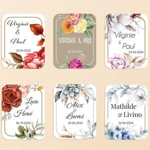 Etiquettes adhésives rectangle personnalisés pour mariage, baptême, anniversaire, plusieurs motifs au choix ou création sur mesure !
