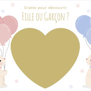 Carte a gratter - 10x15 - Noël - annonce grossesse - message caché - cadeau ! bébé en route - marraine - mamie - papi - message aux choix n°6 cœur à gratter