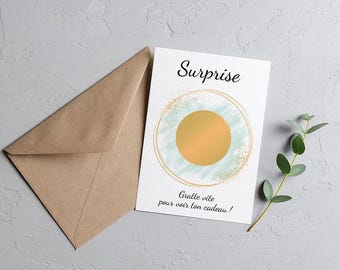 Carte a gratter - 10x15 - Saint Valentin - annonce grossesse - message caché - cadeau ! bébé - marraine - mamie - papi - message aux choix