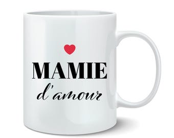 Mug personnalisé, tasse personnalisée, pour couple, en cadeau, en céramique, 330ml, cœur ,mamie, amour
